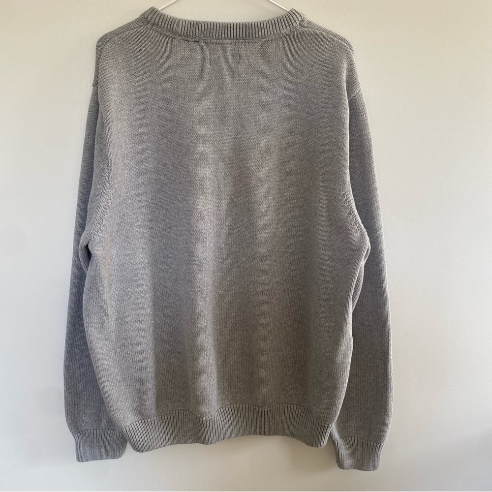 Chaps Gray Crewneck Sweater with American Flag Intarsia - Picture 5 of 7